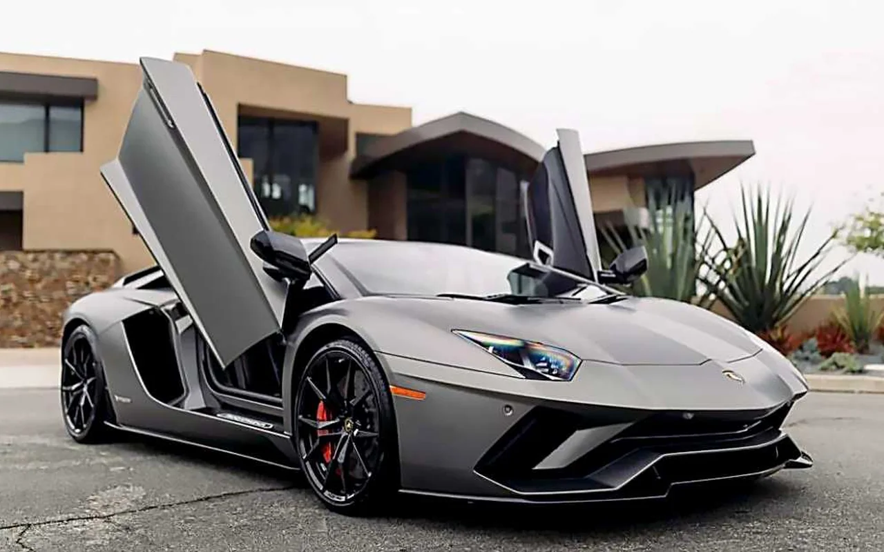 Matte black Lamborghini Aventador rental Los Angeles Miami style
